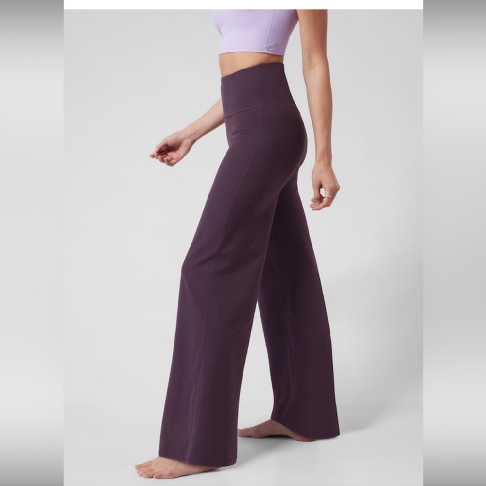 Athleta Elation Wide Leg Pant Size XS Purple High Rise Pull-On Stretch Yoga Soft - Picture 2 of 16
